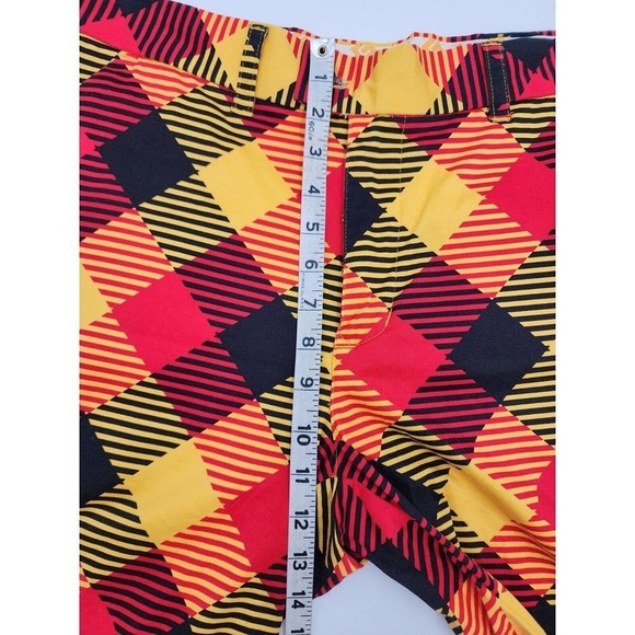 Loudmouth Cheezburger Golf Shorts Orange Yellow Black Plaid Colorful Size 34 - Picture 7 of 11